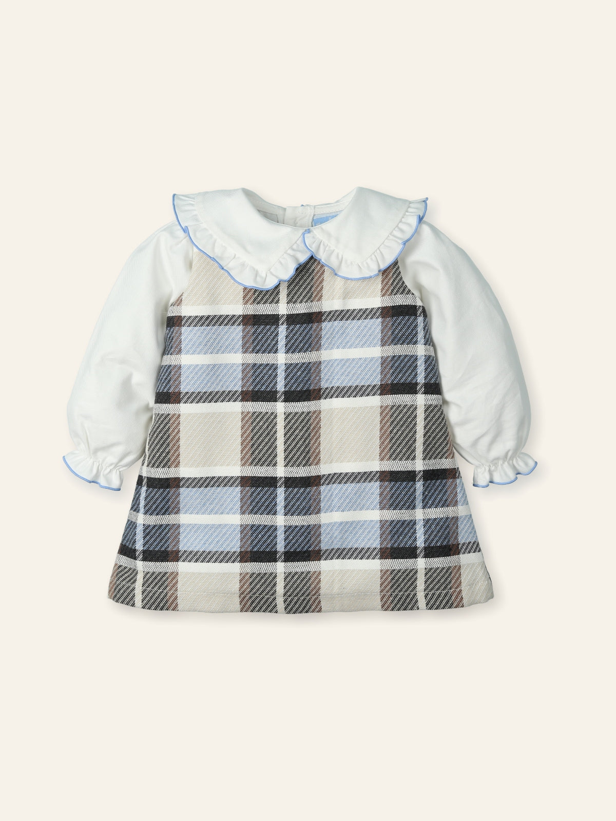 Robe évasée à carreaux pour bébé avec blouse en coton "DOTS NUT"