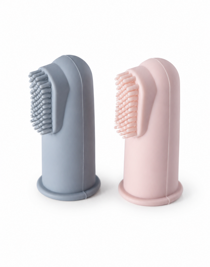 Brosse à dents en silicone pour doigt avec étui