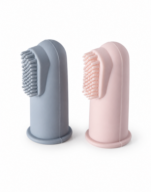 Brosse à dents en silicone pour doigt avec étui