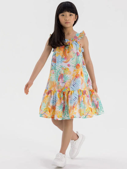Robe à volants à bretelles pour filles