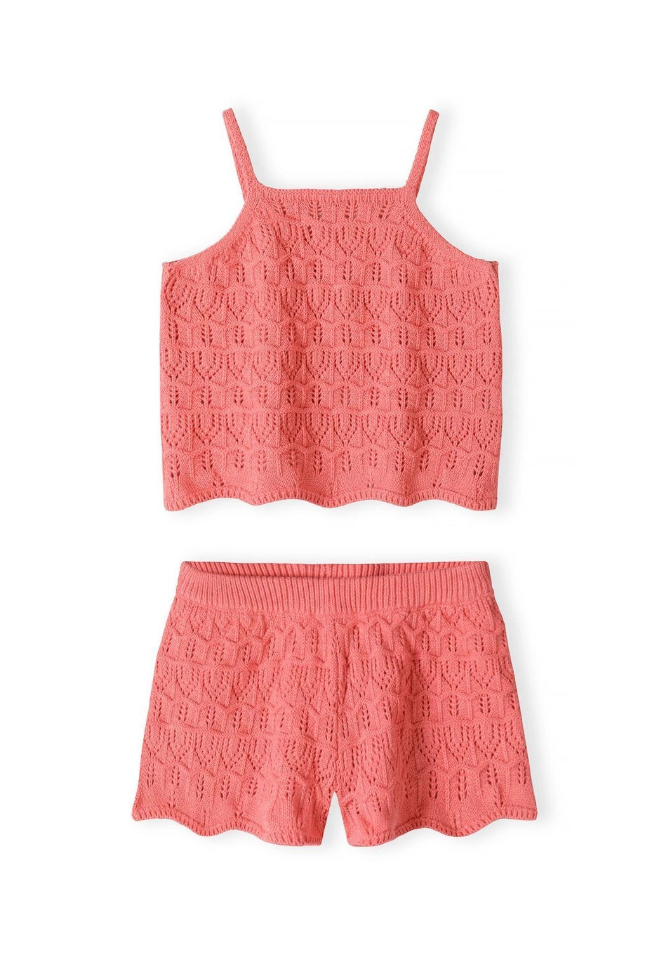 Ensemble gilet et short en crochet corail pour fille